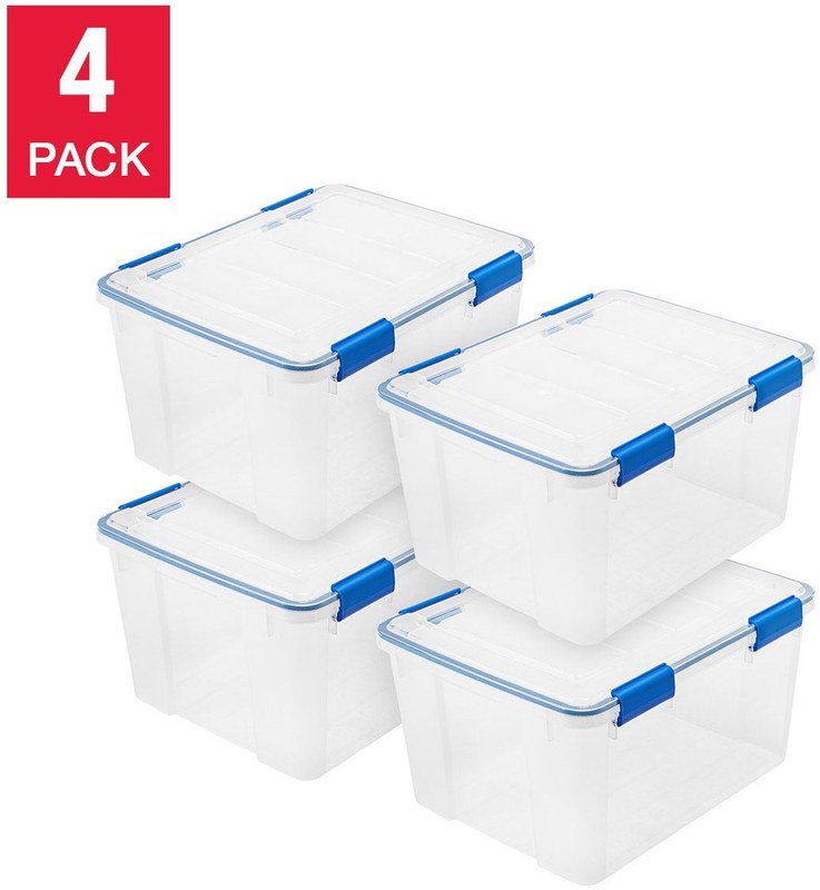IRIS 44 Quart WeatherPro-seal Storage Bin, 4-pack