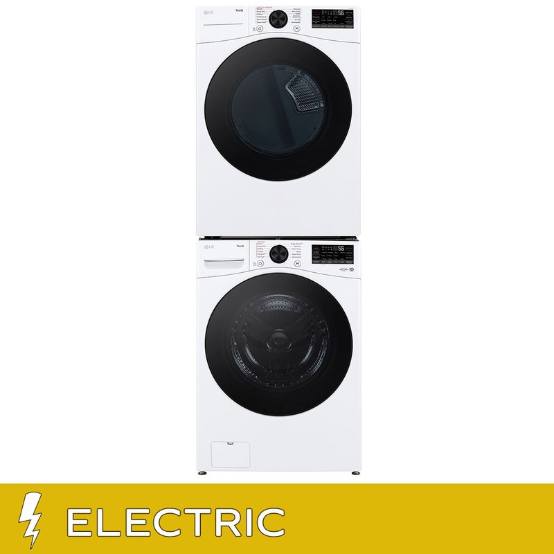LG 4.5 cu. ft. Front Load Washer with TurboWash 360 and 7.4 cu. ft. ELECTRIC Dryer with TurboSteam and Built-In Intelligence with Stacking Kit