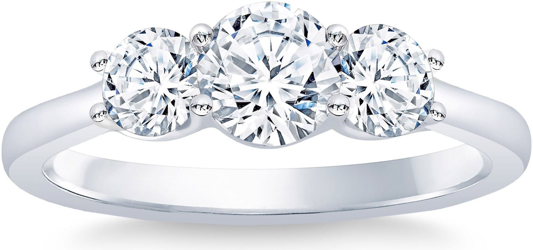 Round Brilliant 1.20 ctw VS2 Clarity, I Color Diamond Platinum Three Stone Ring