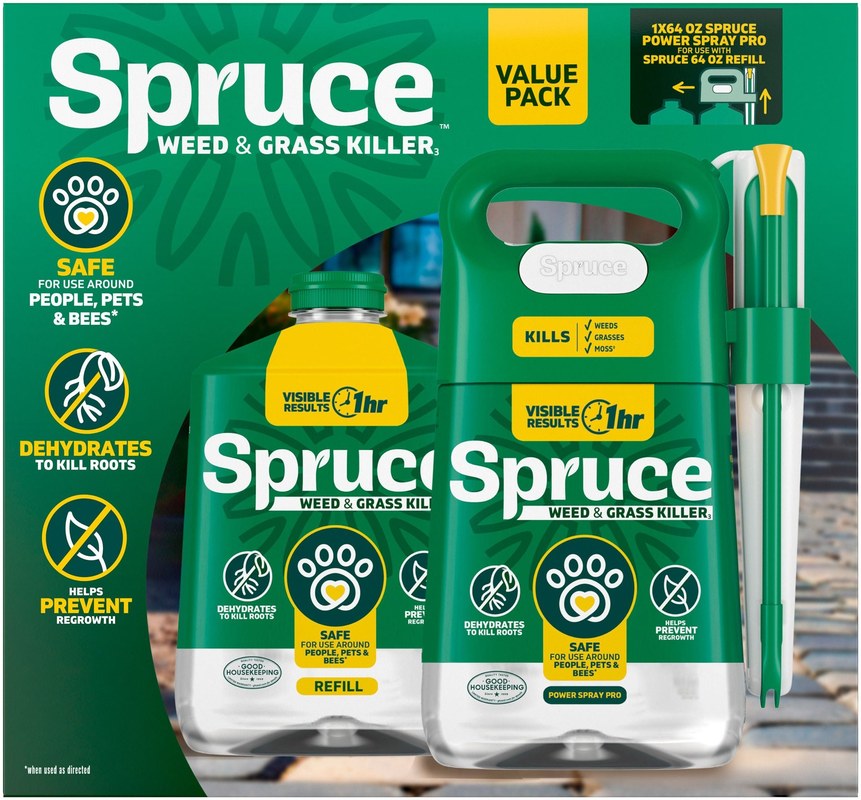 Spruce Snap & Spray Weed & Grass Killer Powered Starter Kit + Refill 128 oz