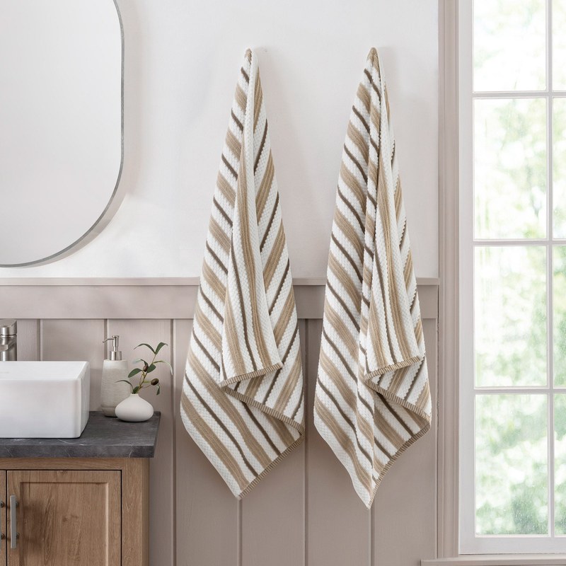 Textured Stripe Bath Towels, 2-pack