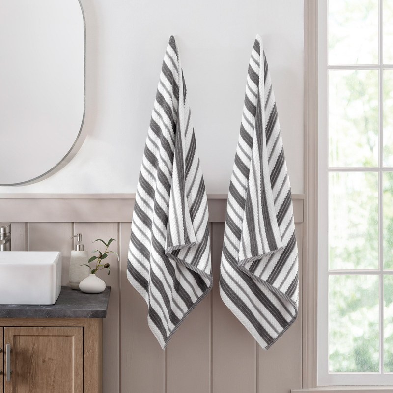 Textured Stripe Bath Towels, 2-pack