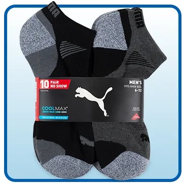 PUMA Men's No Show Sock, 10-Pair