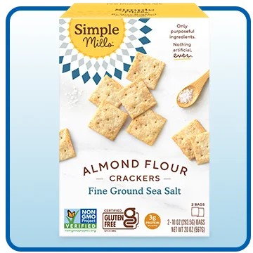 Simple Mills Almond Flour Sea Salt Crackers, 10 oz, 2-Count