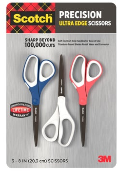 3M Scotch Precision Ultra Edge 8" Scissor, 3-count