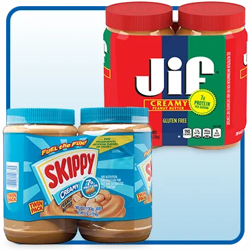 Skippy OR Jif Creamy Peanut Butter, 2-Count