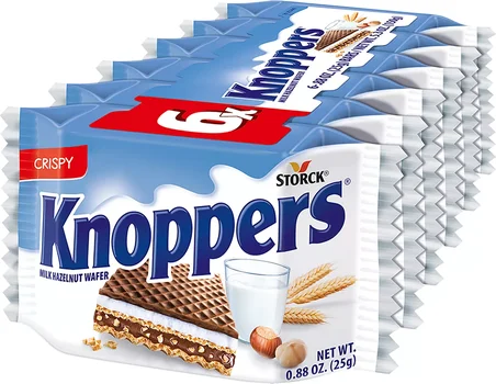 Crispy Knoppers Milk Hazelnut Wafer, 6 ct