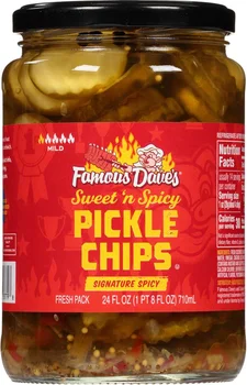 Famous Daves Sweet 'n Spicy Pickle Chips, 24 oz