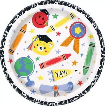 Graduation Fun Disposable Round Plates, 7 in
