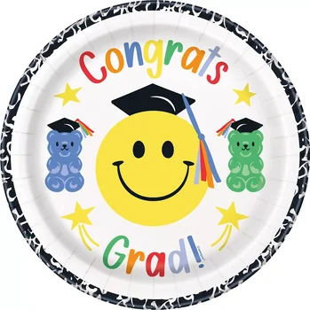 Graduation Fun Disposable Round Plates, 9 in
