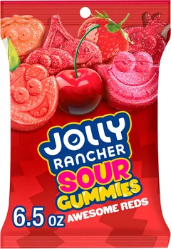 JOLLY RANCHER Sour Gummies Awesome Reds Assorted Fruit Flavored Candy Bag, 6.5 oz