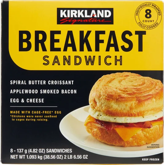 Costco frozen food ranked 3: Costco-content – Kirkland Signature Breakfast Sandwich
