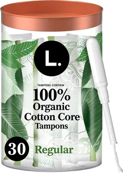 L. Cotton Regular Absorbency Tampons, Free from Chlorine Bleaching, Pesticides, Fragrances, or Dyes, 30 ct
