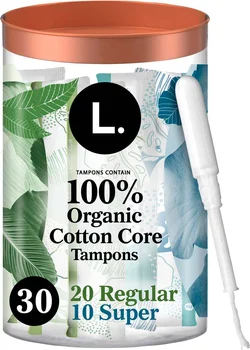 L. Cotton Regular and Super Absorbency Multipack Tampons, Free from Chlorine Bleaching, Pesticides, Fragrances, or Dyes, 30 ct