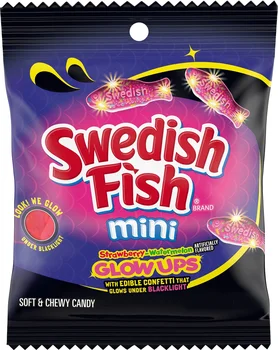 Swedish Fish Mini Glow Ups Strawberry-Watermelon Soft & Chewy Candy, 3.08 oz.