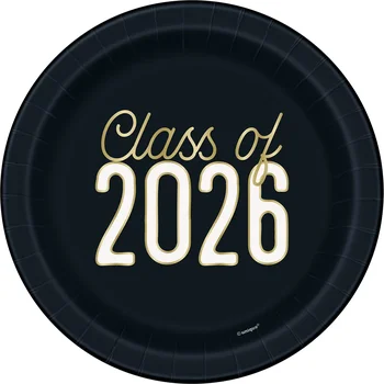 Unique Industries Class of 2026 Round Disposable Plates, 7 in