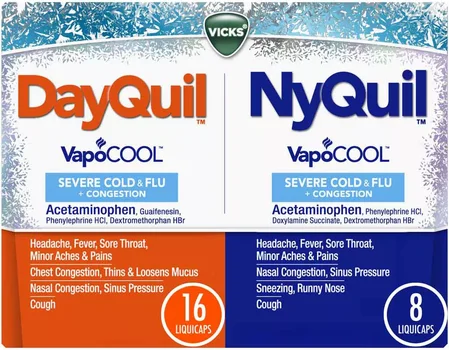 Vicks DayQuil and NyQuil VapoCOOL SEVERE Cold & Flu LiquiCaps, 24 ct