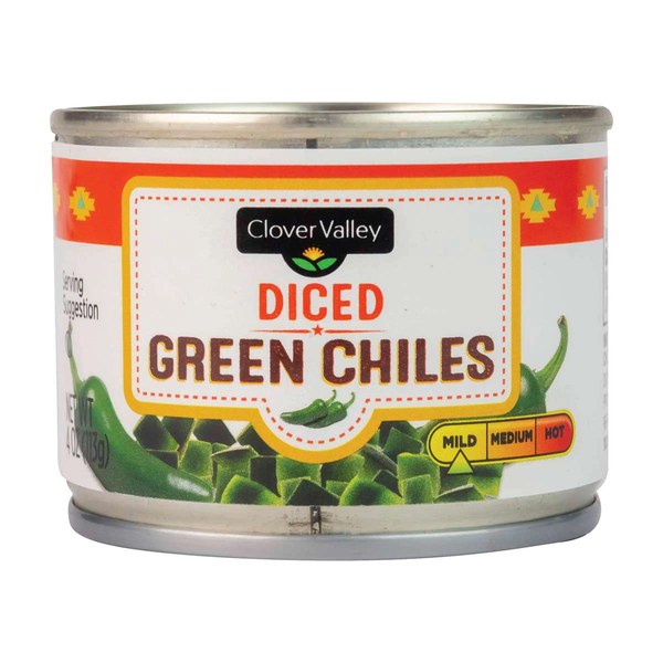 Clover Valley Mild Diced Tomatoes With Green Chilies – $1