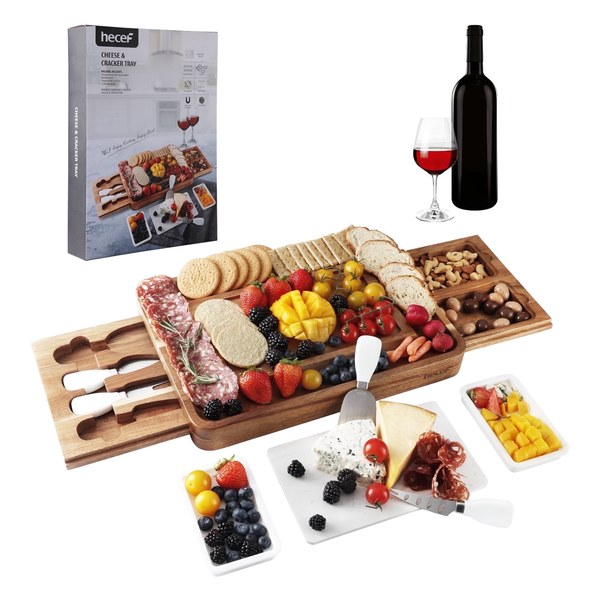 Hecef Acacia Wood Charcuterie Serving Board Set — $19