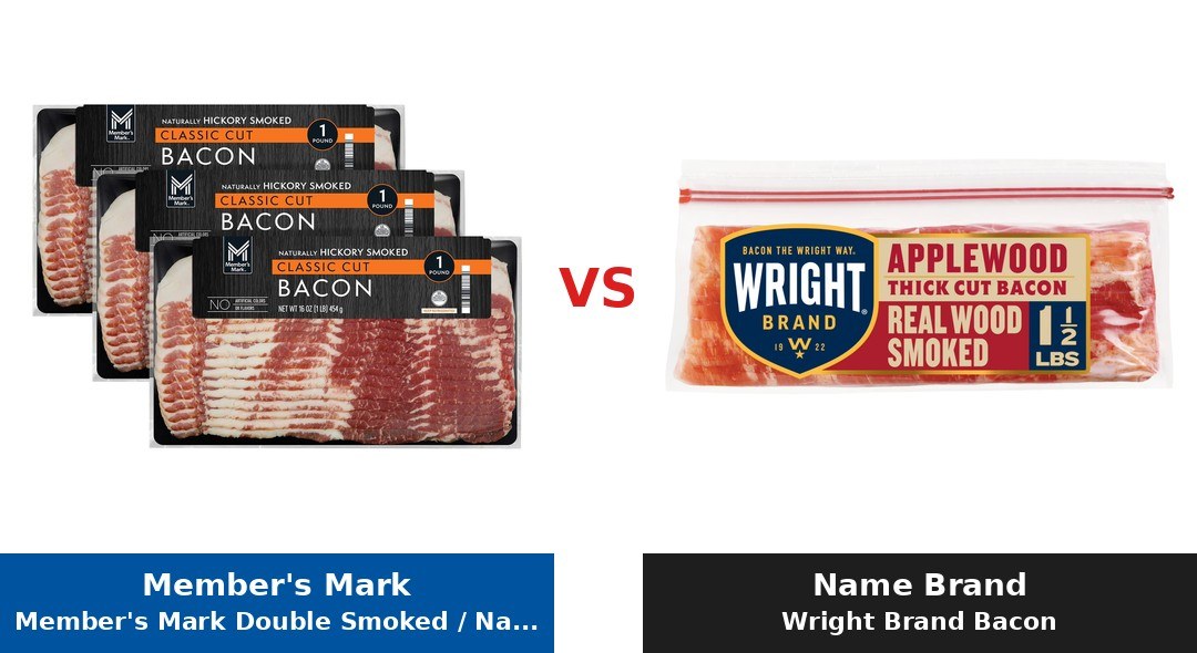 Member's Mark Double Smoked / Naturally Hickory Smoked Bacon (Member's Mark) vs Wright Brand Bacon comparison