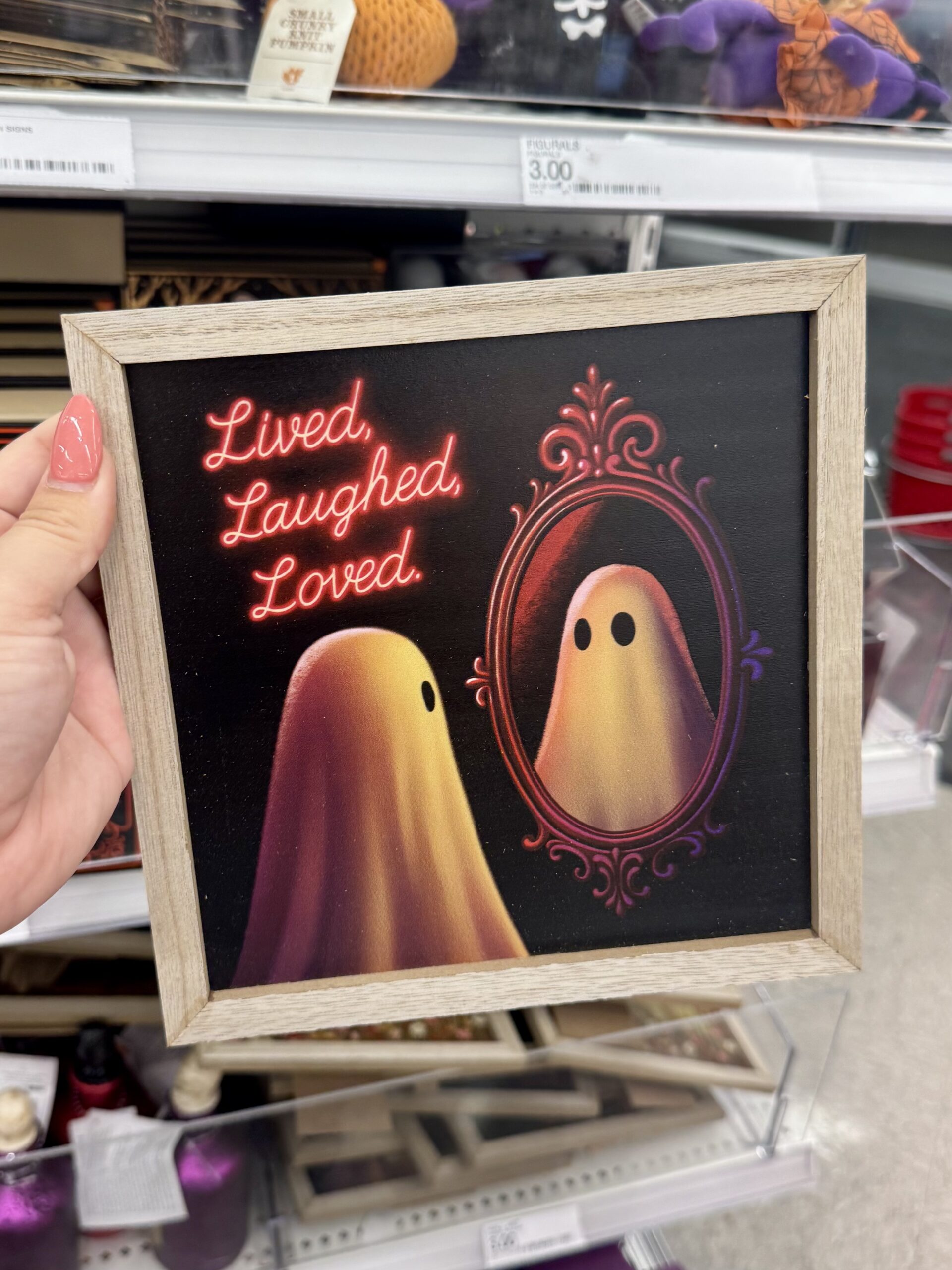 Halloween Ghost Framed Sign - in store
