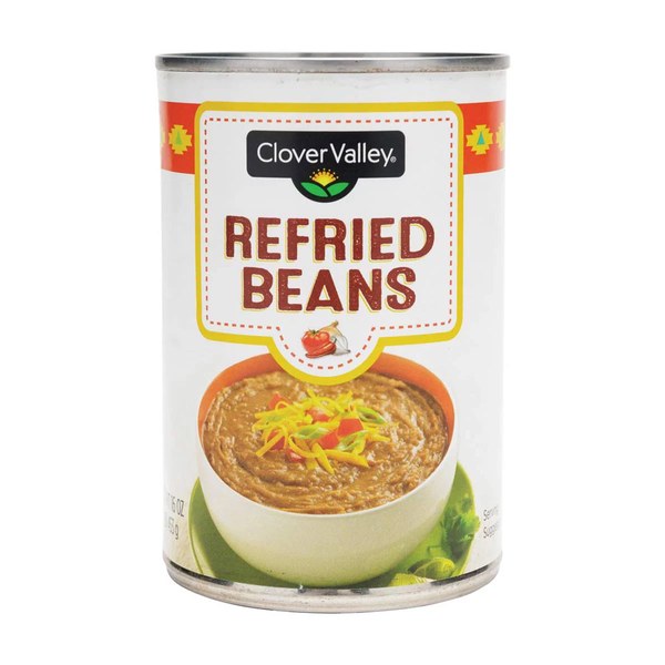 Clover Valley Refried Beans – $1
