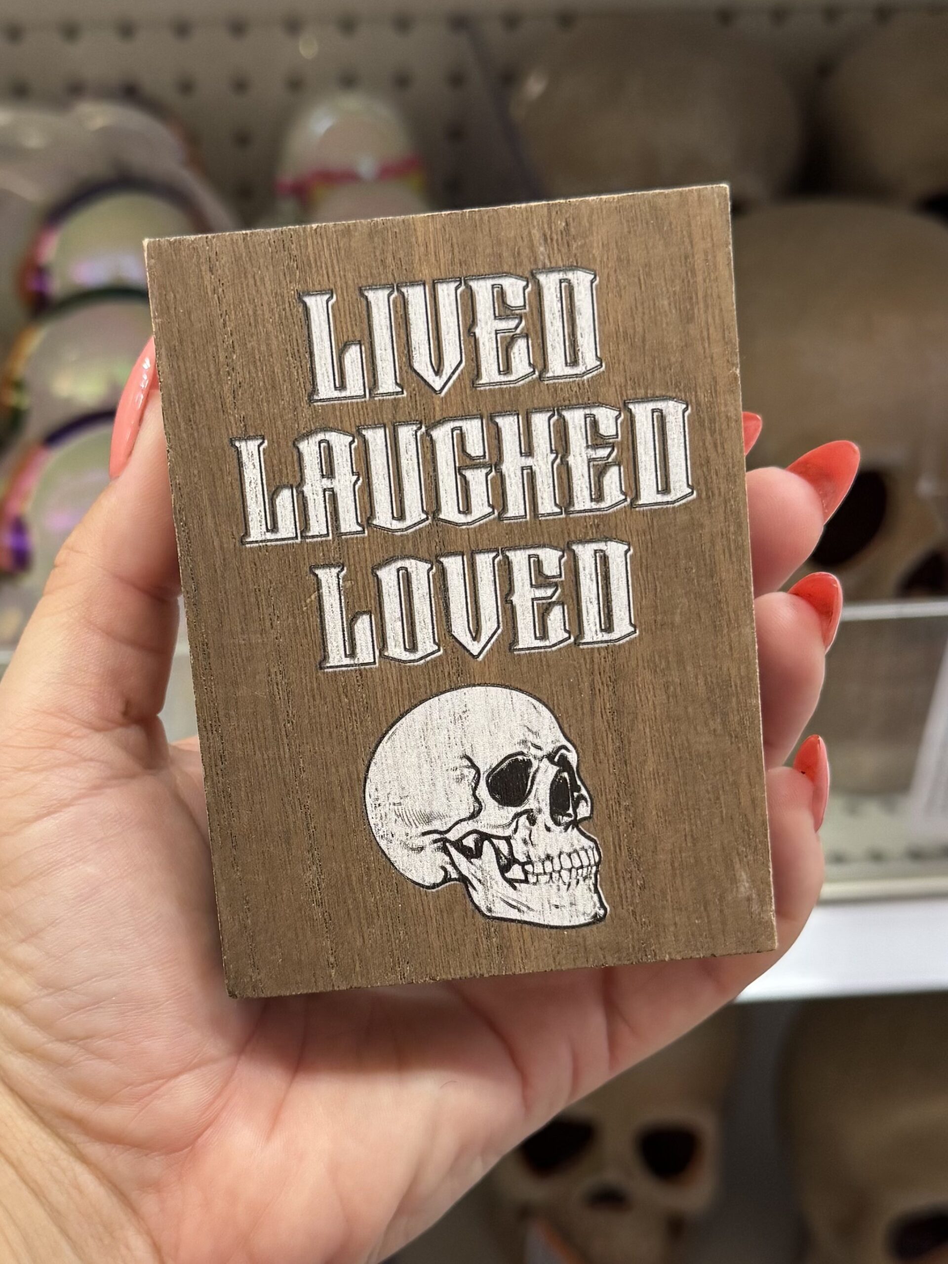 Hyde & EEK! Boutique Skull Block Sign - in store