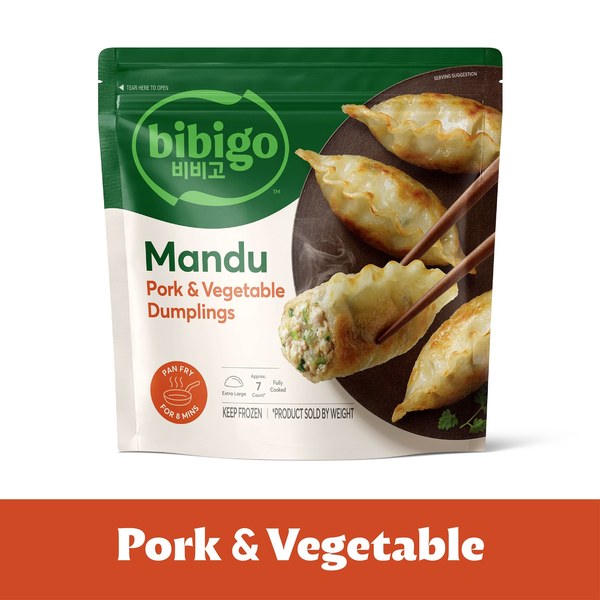 Bibigo Dumplings / Mandu (various chicken, pork, vegetable) - $3–$4 - Bibigo