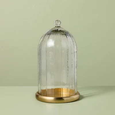 11" Brass and Glass Faceted Cloche