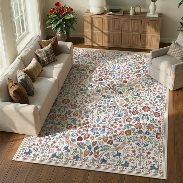 Lahome Washable Floral Area Rug — $42