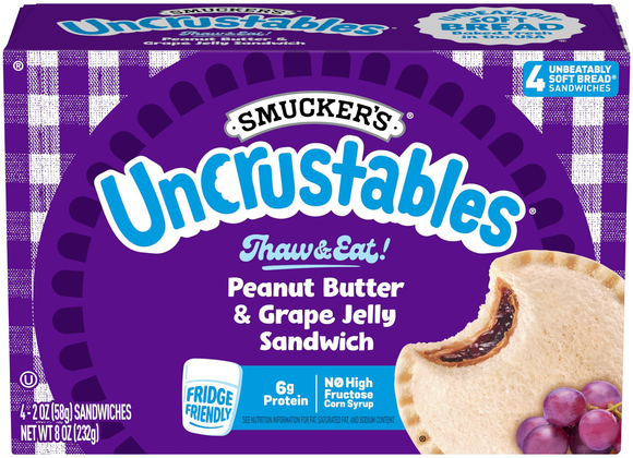 Smucker's Uncrustables Peanut Butter & Grape Jelly Sandwich - 4 ct Frozen