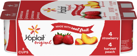 Yoplait Original Low Fat Strawberry & Harvest Peach Yogurt Cups - 8 ct