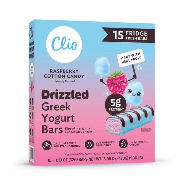 15. Clio Raspberry Cotton Candy Greek Yogurt Bars, 15 ct. — $9.86