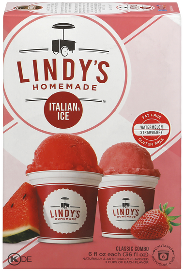 Lindy's Homemade Fat Free Watermelon & Strawberry Italian Ice - 6 ct