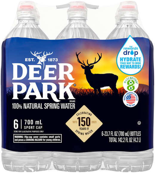 Deer Park 100% Natural Spring Water with Flip Cap - 6 pk