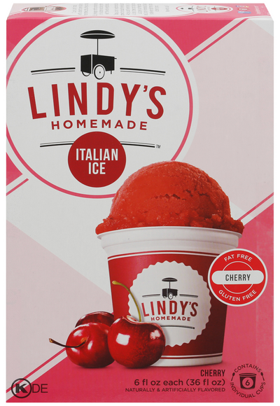 Lindy's Homemade Fat Free Cherry Italian Ice - 6 ct