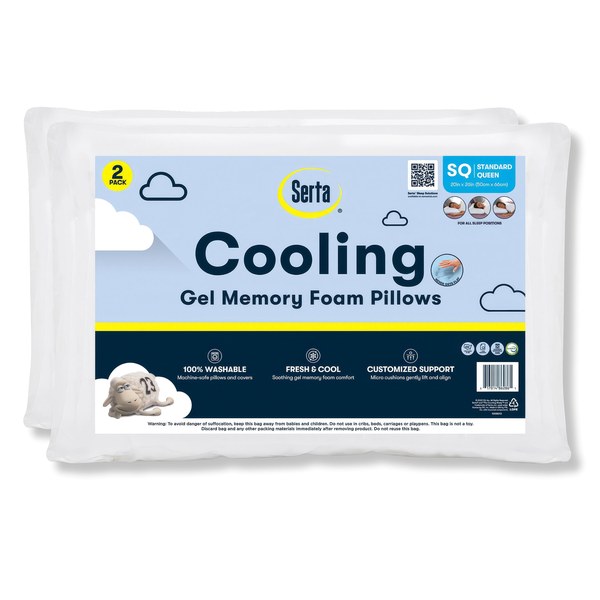 Serta Cooling Gel Memory Foam Bed Pillow 2-Pack - $12.98 → $9.98 ($3 off)