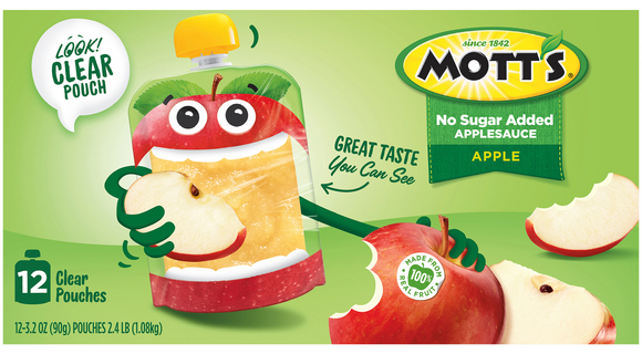 Mott's No Sugar Added Unsweetened Apple Applesauce Pouches - 12 ct