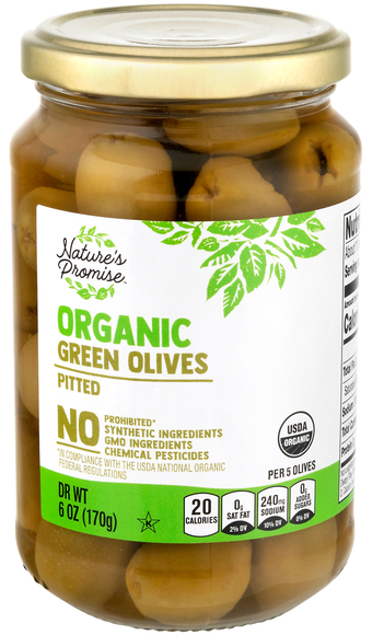Nature's Promise Organic Green Pitted Olives