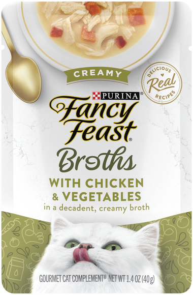 Fancy Feast Broths Creamy Chicken & Vegetables Cat Food Complement