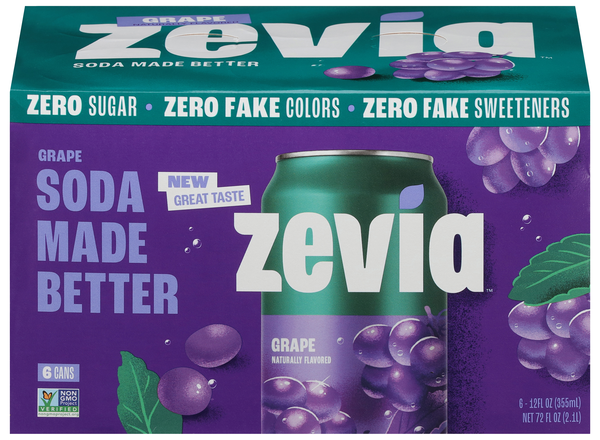 Zevia Zero Sugar Soda Grape - 6 pk