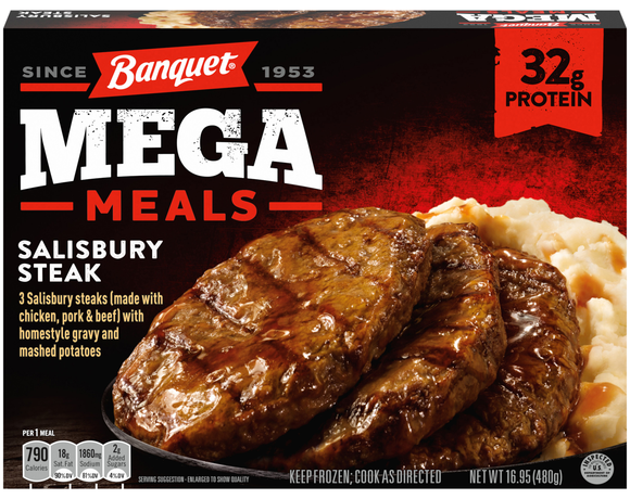 Banquet MEGA Salisbury Steak Protein Frozen Meal