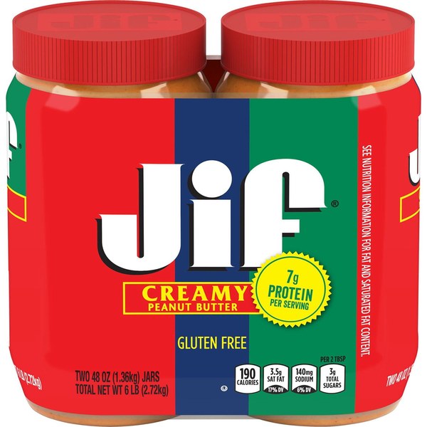 Jif Creamy Peanut Butter (2 × 48 oz) - $10.98 → $8.98 ($2 off)