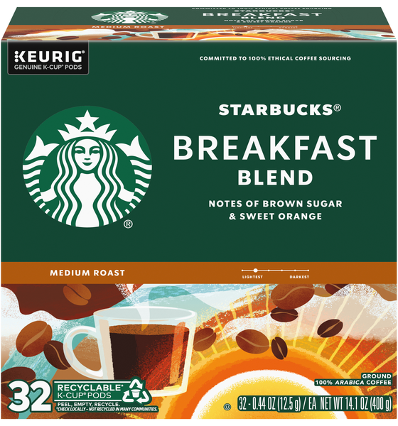 Starbucks Breakfast Blend Medium Roast K-Cup Coffee Pods