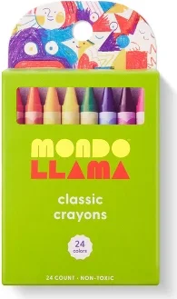24ct Crayons Classic Colors - Mondo Llama™: School Supplies for Kids, Low-Odor, Multicolor, Ages 3+