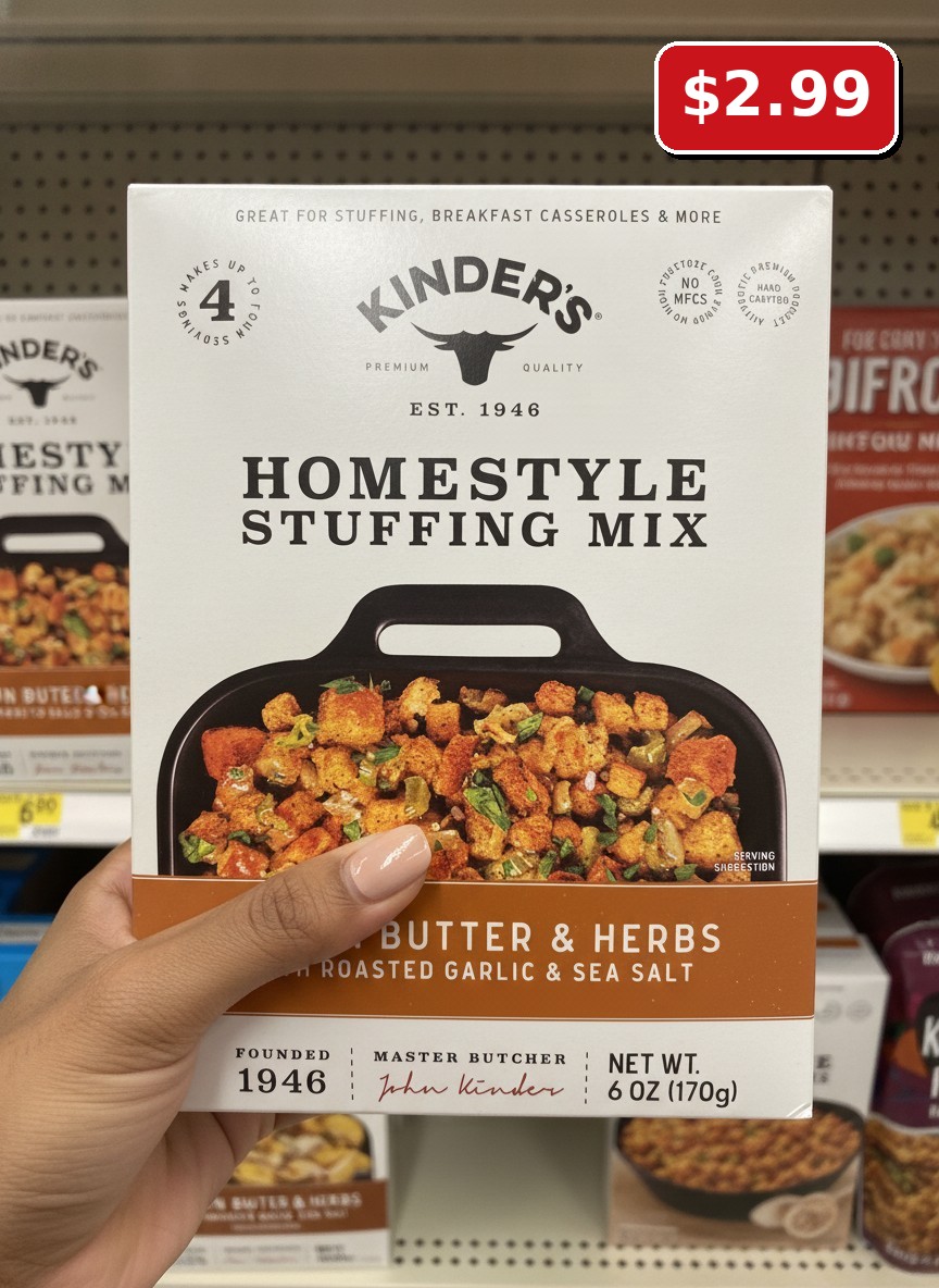 KINDER'S HOMESTYLE STUFFING MIX BROWN BUTTER & HERBS WITH ROASTED GARLIC & SEA SALT