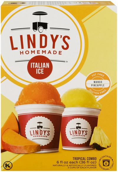 Lindy's Homemade Fat Free Mango & Pineapple Italian Ice - 6 ct