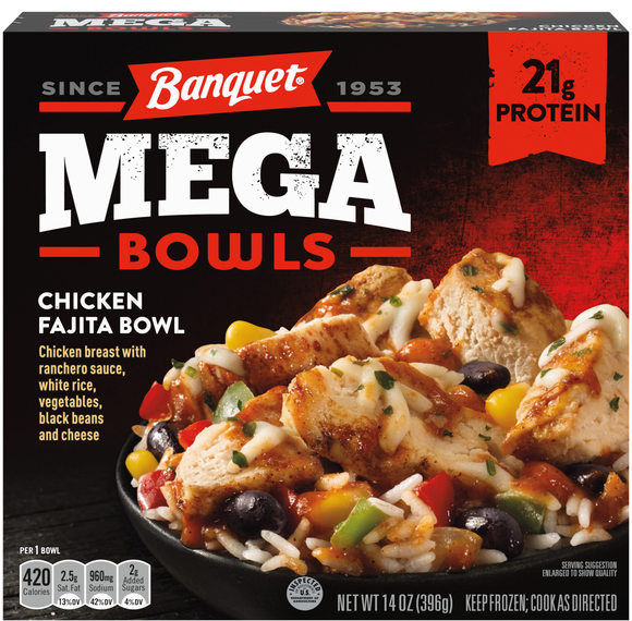 Banquet MEGA Bowls Chicken Fajita Protein Frozen Meal