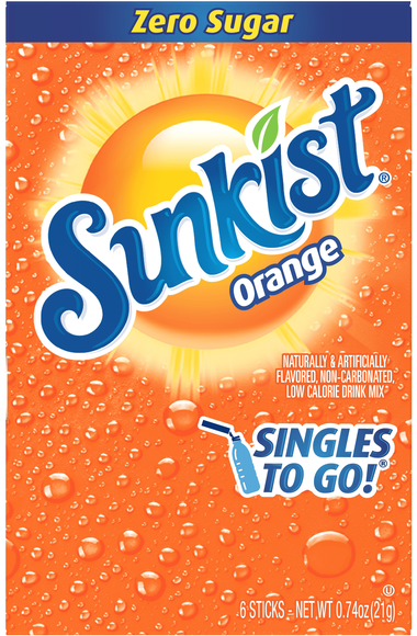 Sunkist Singles to Go Drink Mix Orange Zero Sugar - 6 ct