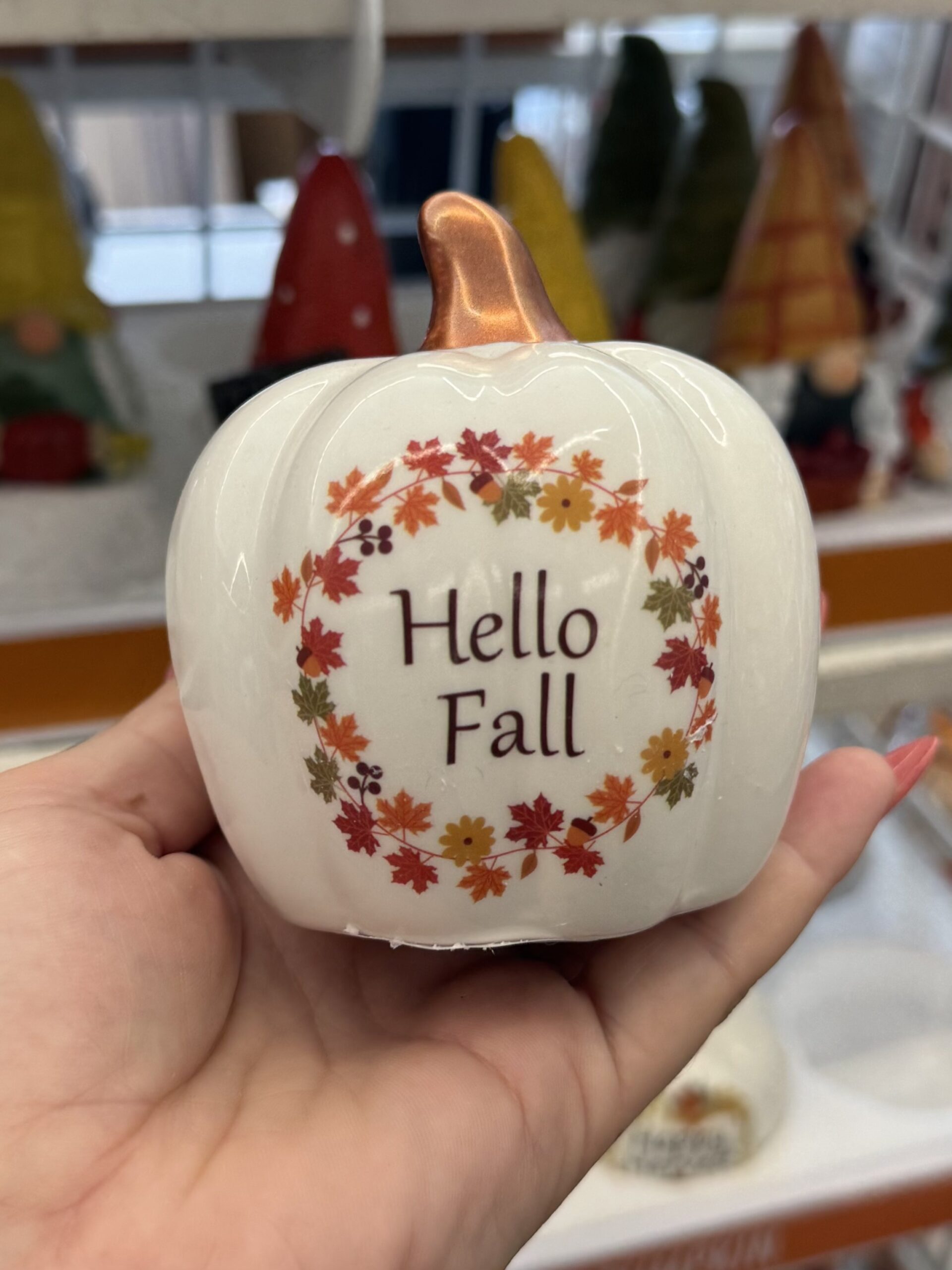 Ceramic Hello Fall Pumpkin - in store
